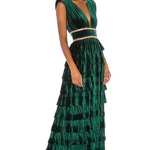 Bronx and Banco Emerald Green Tiered Maxi Dress